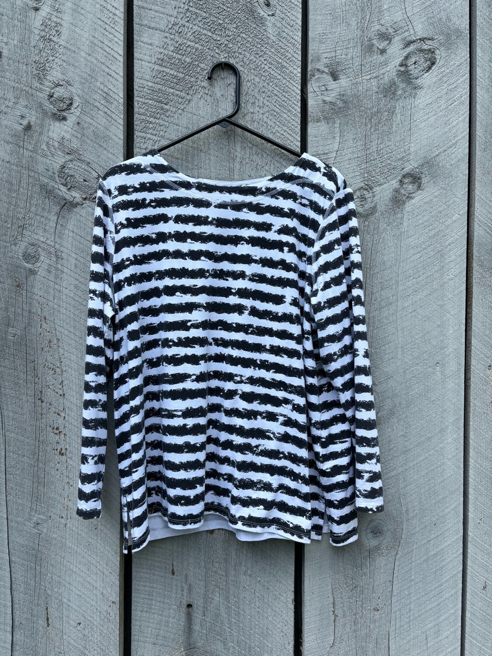 Links Black & White Striped Long-Sleeve Women's Top Size XL